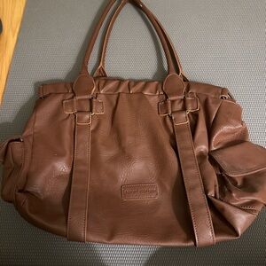 Tommy Hilfiger Vintage Brown Faux Leather Shoulder Tote – Classic Y2K Style